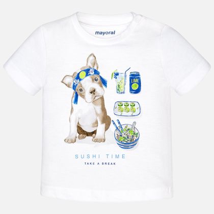 Triko MAYORAL bílé PEJSEK - 12 měsíců (80) 