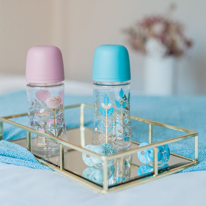 SUAVINEX | GOLD FYZIOLOGICKÝ DUDLÍK +18M PREMIUM GOLD - modrá