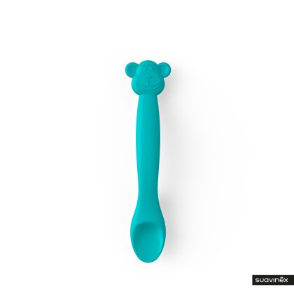 SUAVINEX | Silikonová lžička OPIČKA - ZELENÁ