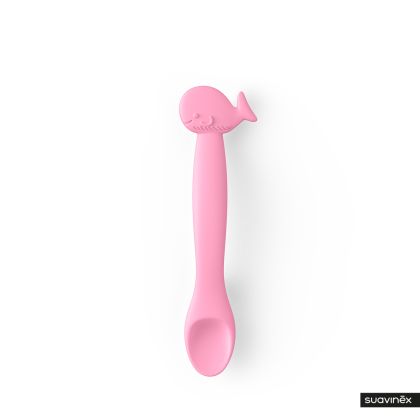SUAVINEX | Silikonová lžička  RYBIČKA - RŮŽOVÁ