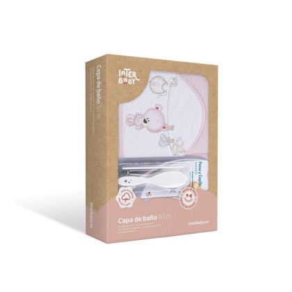 INTERBABY | Osuška froté PRÁDLO + hřeben - RŮŽOVÁ