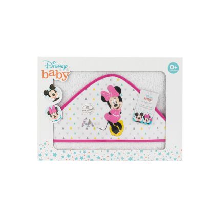 INTERBABY | Osuška froté MINNIE - BÍLO/RŮŽOVÁ
