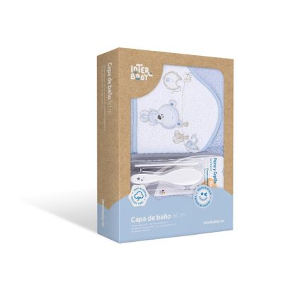 INTERBABY | Osuška froté PRÁDLO + hřeben - MODRÁ