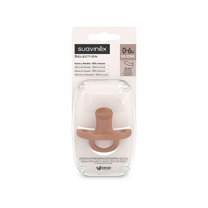 SUAVINEX | ŠIDÍTKO anatomické SILIKON 6-18m SX PRO - COLOUR ESSENCE - cihlové