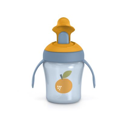 SUAVINEX | Nerozlievací hrnček GO NATURAL 200 ml - MODRÝ POMARANČ