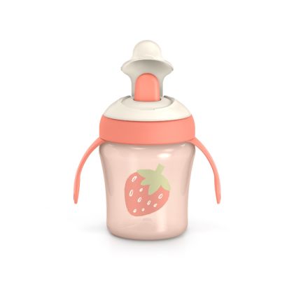 SUAVINEX | Nerozlievací hrnček GO NATURAL 200 ml - RUŽOVÁ JAHODA