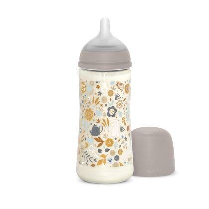 SUAVINEX | Kojenecká láhev WONDERLAND 360ml FYZIOL PRŮTOK L - LIBERTY KRÉMOVÁ