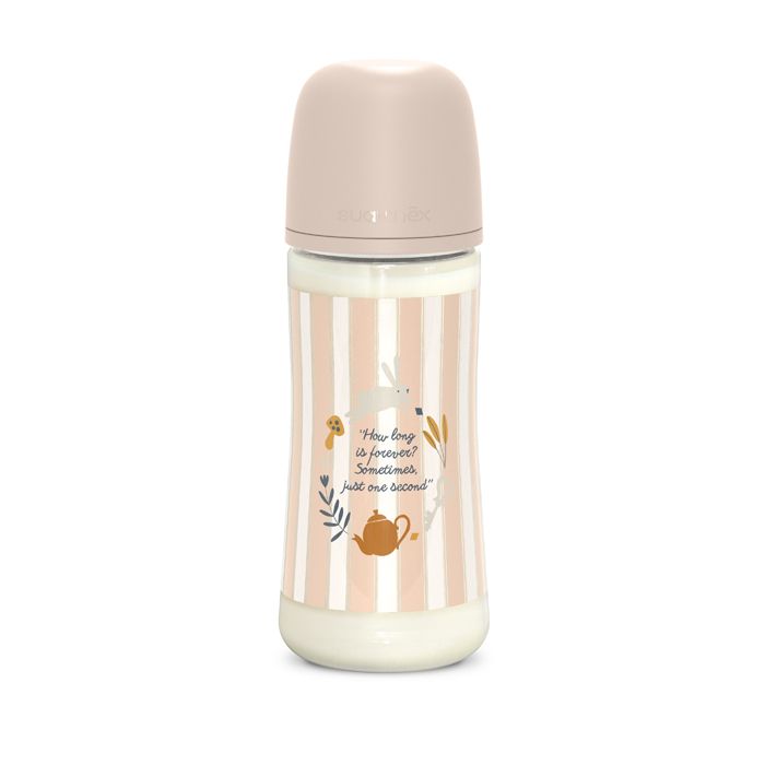 SUAVINEX | Kojenecká láhev WONDERLAND 360ml FYZIOL PRŮTOK L - RŮŽOVÁ