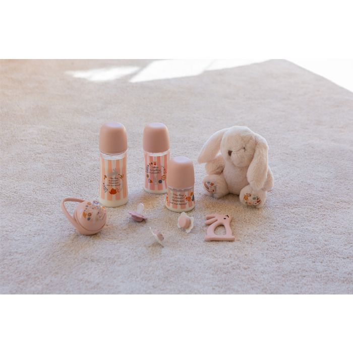 SUAVINEX | Kojenecká láhev WONDERLAND 360ml FYZIOL PRŮTOK L - RŮŽOVÁ