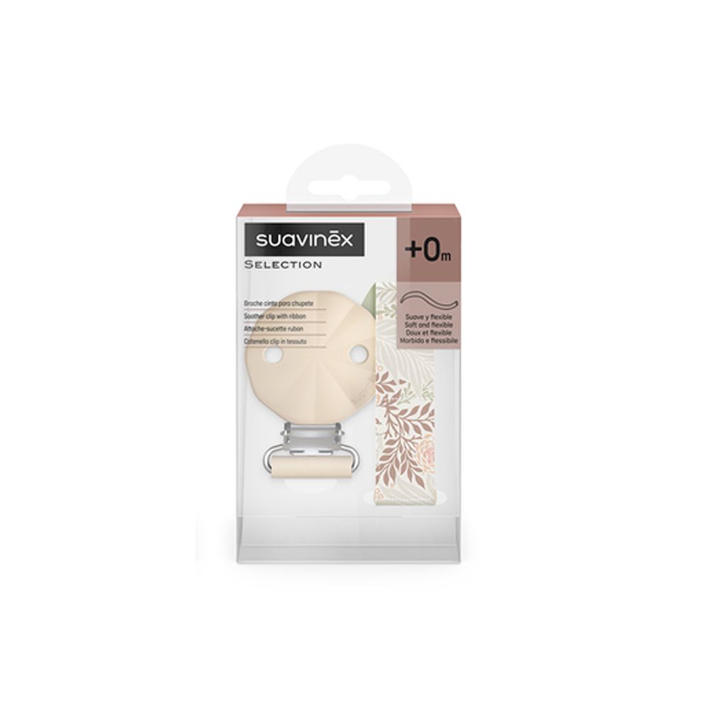 SUAVINEX | KLIP na dudlík se stuhou POETRY - krémový