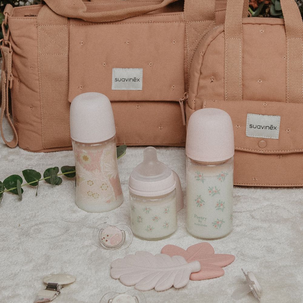 SUAVINEX | Kojenecká láhev POETRY 270ml FYZIOL PRŮTOK M - růžová