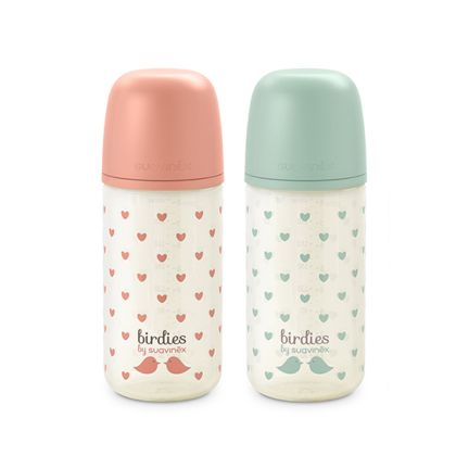 SUAVINEX | Fľaša sklo BIRDIES 240 ml fyziologická SX PRO +0 SF
