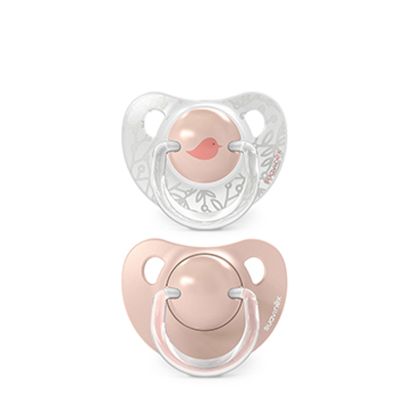 SUAVINEX | Dudlík anatomický silikon 0/6m 2 ks BIRDIES - růžový