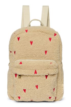 STUDIO NOOS - Teddy Midi BACKPACK - batůžek s přední kapsou | Ecru Hearts