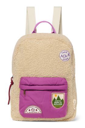 STUDIO NOOS - Teddy Midi BACKPACK - batůžek s přední kapsou | Ecru/Purple