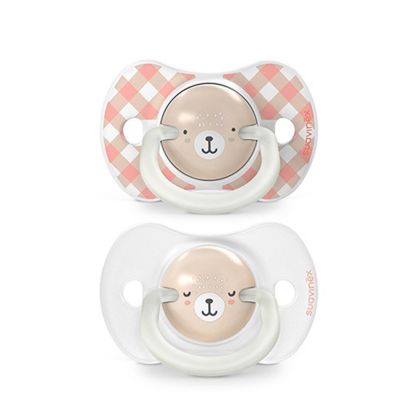 SUAVINEX | Šidítko DEN&NOC fyziologické silikon WILD & FREE 0-6 m - 2 ks - růžové