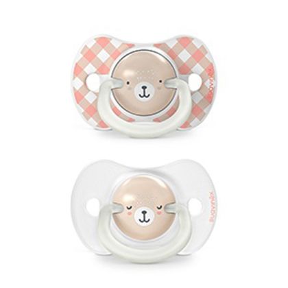 SUAVINEX | Šidítko DEN&NOC fyziologické silikon WILD & FREE 6-18 m - 2 ks - růžové