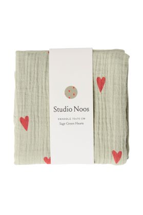 STUDIO NOOS - SWADDLE ZAVINOVAČKA Print Medium | Green Hearts