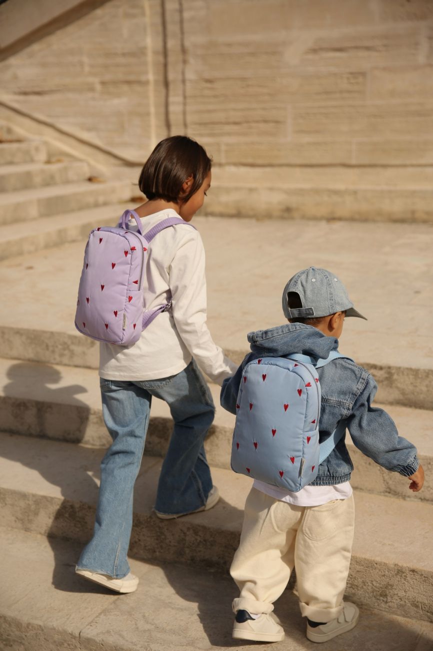 STUDIO NOOS - Puffy Mini BACKPACK - batůžek | Light Blue Hearts