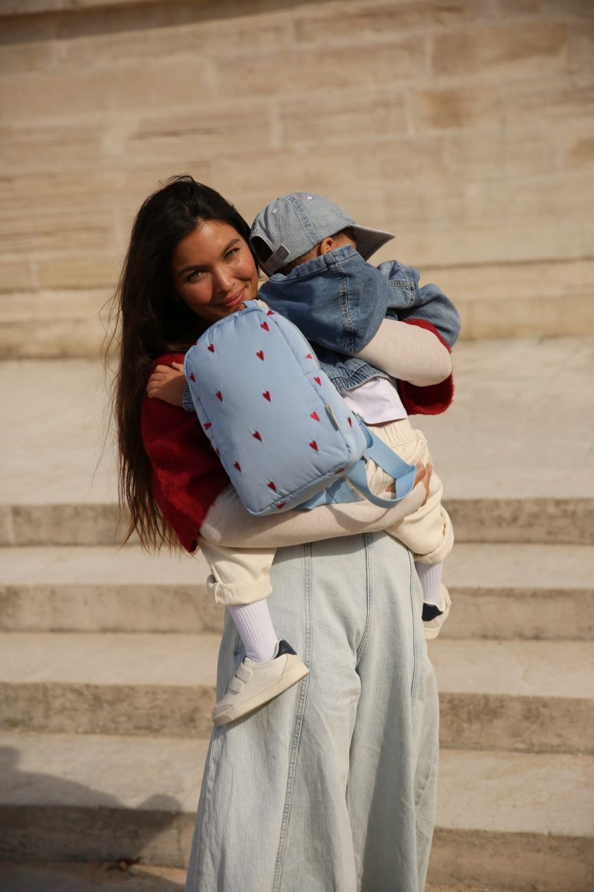 STUDIO NOOS - Puffy Mini BACKPACK - batůžek | Light Blue Hearts