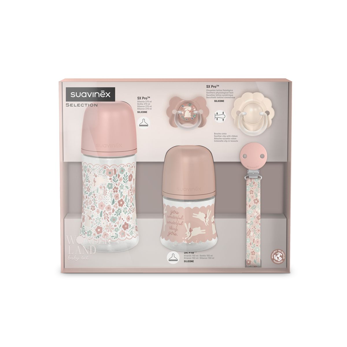 SUAVINEX | Novorozenecký set WONDERLAND NEW - RŮŽOVÝ