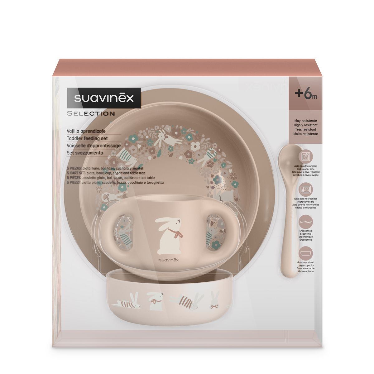 SUAVINEX | Jídelní set WONDERLAND NEW +6 m - KRÉMOVÝ