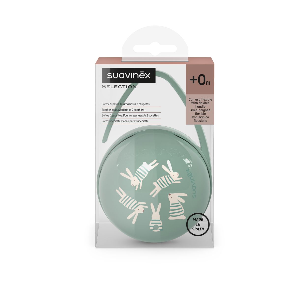 SUAVINEX | DUO krabička na šidítka WONDERLAND NEW - zelený králík