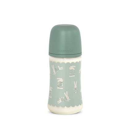 SUAVINEX | Dojčenská fľaša WONDERLAND NEW 270ml FYZIOL PRŮTOK M - zelený králik