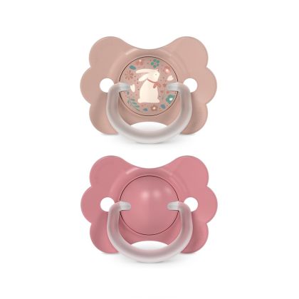 SUAVINEX | Dudlík SX PRO fyziologický 2 ks BUTTERFLY WONDERLAND NEW 6/18m - růžový králík + růžový