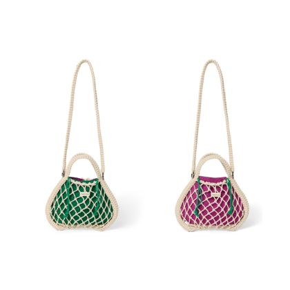 STUDIO NOOS - MACRAME MINI HAND BAG | Natural síťka & Purple Green