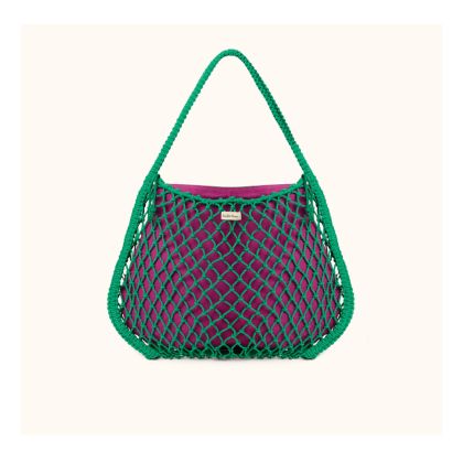 STUDIO NOOS - MACRAME MOM BAG | síťka Green síťka & vnitřní taška Purple Green