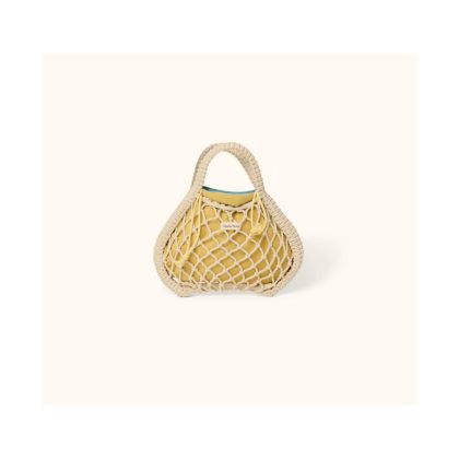 STUDIO NOOS - MACRAME MINI HAND BAG | síťka Natural & vnitřní taška Blue Yellow