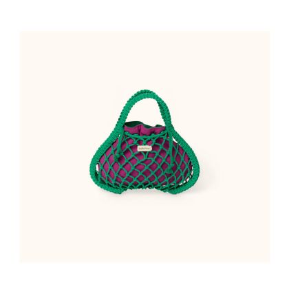 STUDIO NOOS - MACRAME MINI HAND BAG | síťka Green síťka & vnitřní taška Purple Green
