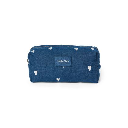 STUDIO NOOS - Denim POUCH - kabelka | Dark Blue Red Hearts