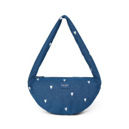 STUDIO NOOS - Denim Mini Cross Body bag | Hearts Dark Blue White Hearts