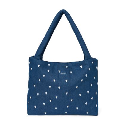 STUDIO NOOS - Denim MOM BAG | Dark Blue White Hearts