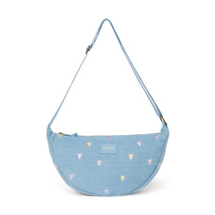 STUDIO NOOS - Denim Adult FANNY kabelka | Hearts Light Blue Hearts