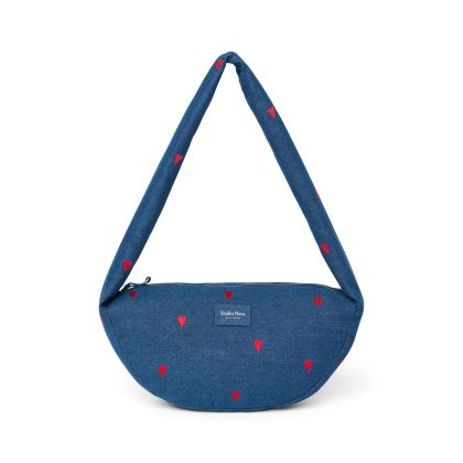 STUDIO NOOS - Denim Mini Cross Body bag | Dark Blue Red Hearts