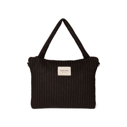 STUDIO NOOS - Flannel Chalkstripe DIAPER BAG | Brown