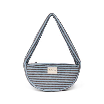 STUDIO NOOS - VLNĚNÁ Mini Cross Body Bag Stripy Wool l Light blue Brown