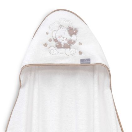 INTERBABY | Osuška MEDVÍDEK SE SRDÍČKY - BÍLO-KRÉMOVÁ