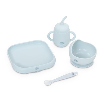 INTERBABY | Jedálenský SET silikónový - modrý