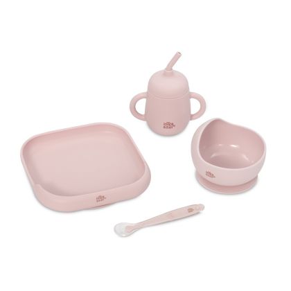 INTERBABY | Jedálenský SET silikónový - ružový