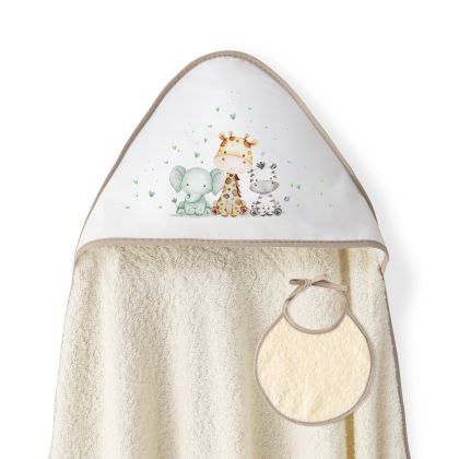 INTERBABY | Osuška froté SAFARI KAMARÁTI – krémová