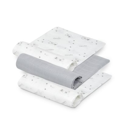 INTERBABY | PLIENKA MEDVEDÍK 3 kusy BAMBUS 55 × 70 cm – bielo-sivá