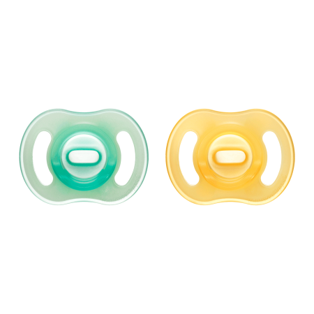Tommee Tippee Ultra-light Night silikonový dudlík, 0-6m, 2 ks, oranžová a zelená