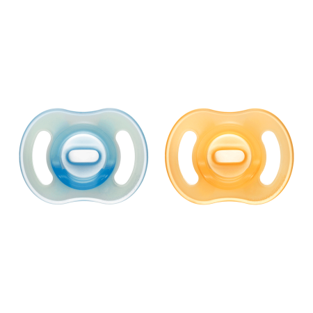 Tommee Tippee Ultra-light Night silikonový dudlík, 6-18m, 2 ks, oranžová a modrá