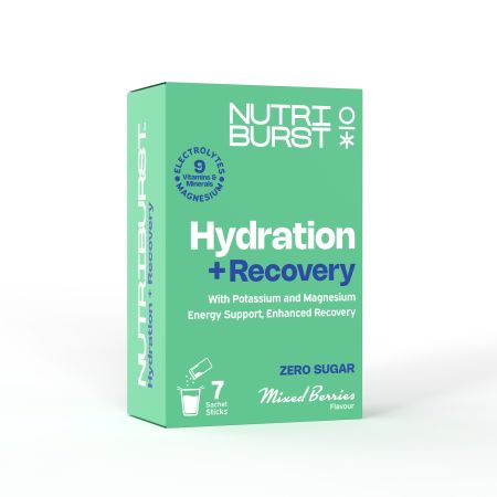 Nutriburst Elektrolyty Recovery hydratační nápoj s vitamíny, příchuť lesních plodů, 7 ks