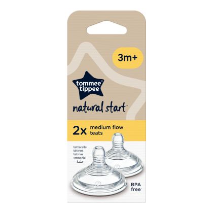 Tommee Tippee ANTI-COLIC Savička Na Lahev Natural Start Střední Průtok 3m+, 2 ks