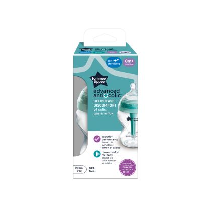 Poškozená krabice - Tommee Tippee Advanced Anti-Colic Samosterilizační kojenecká lahev Pomalý Průtok (260 ml), 0 m+